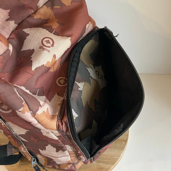 LRG Brown Leaf Print Carry on Lightweight Laptop Large Backpack Unisex - Picture 14 of 16
